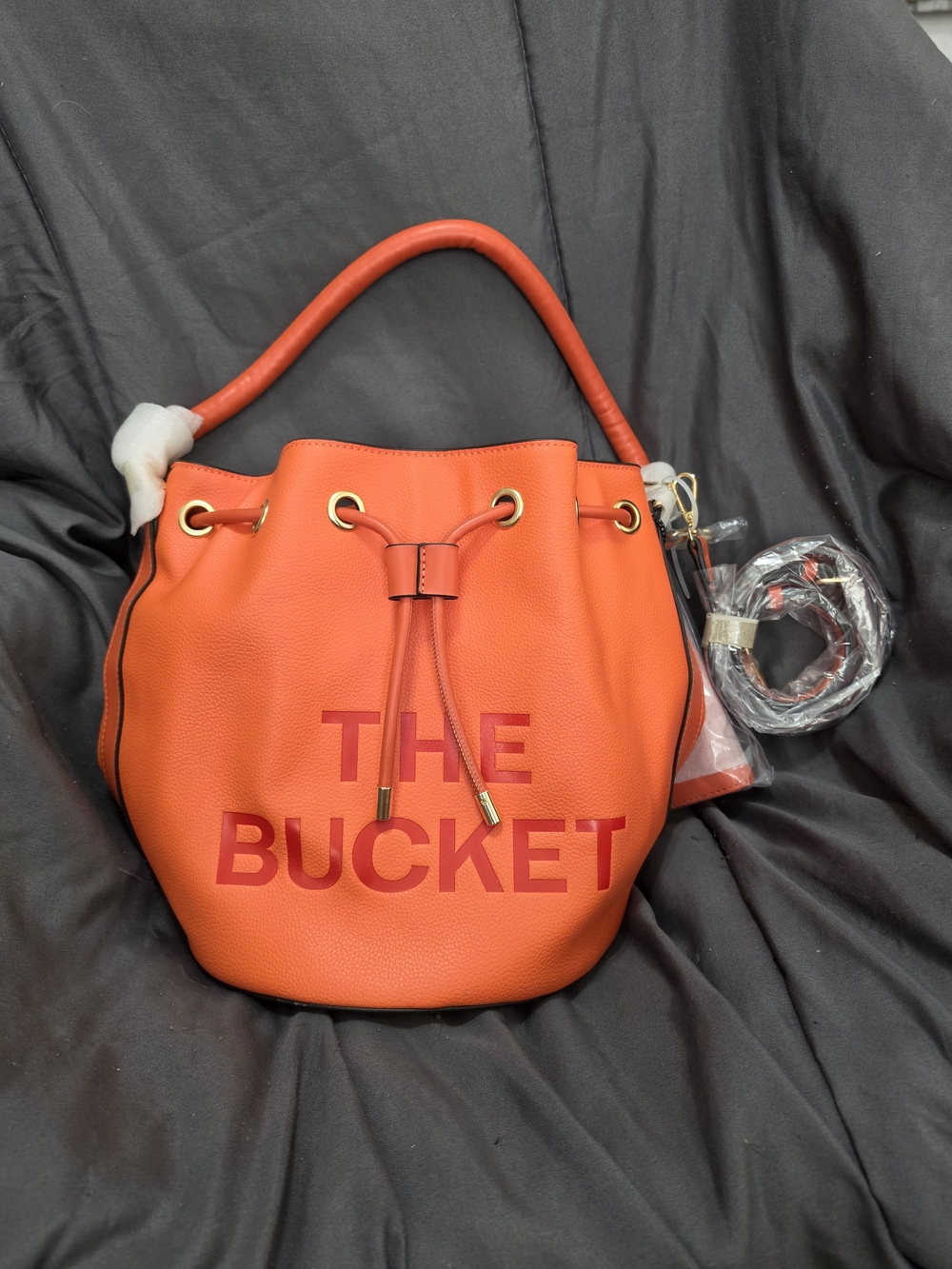 Orange 'The Bucket' Drawstring Tote Bag